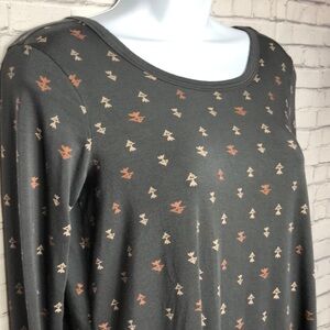 Billabong Long Sleeve Print Tunic Gray Size Small